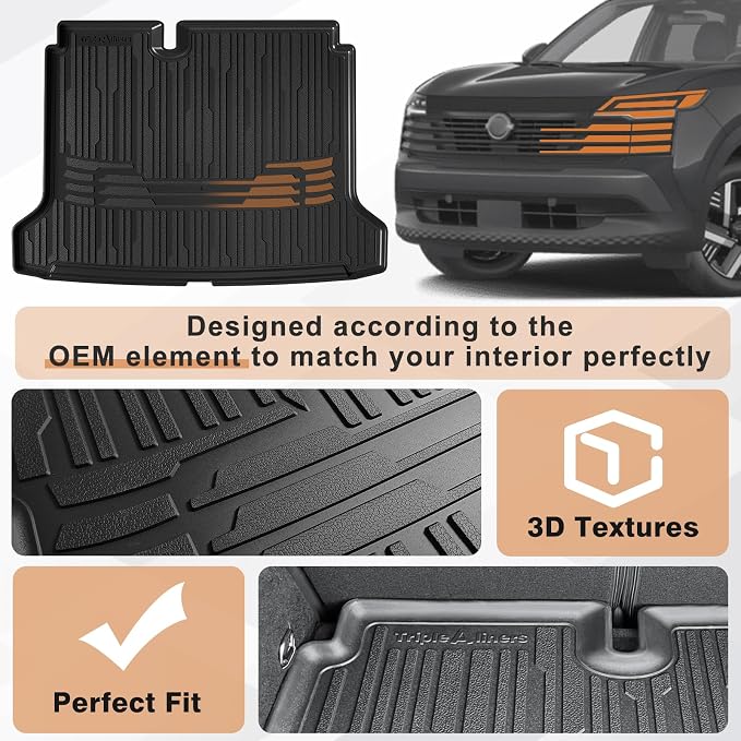 TripleAliners Trunk Mat All Weather Liners Compatible with 2025 2026 Nissan Kicks Interior Accessories Custom Fit Anti-Slip TPE Full Coverage Protection Rear Trunk Floor Mat (S Trim Level ONLY)