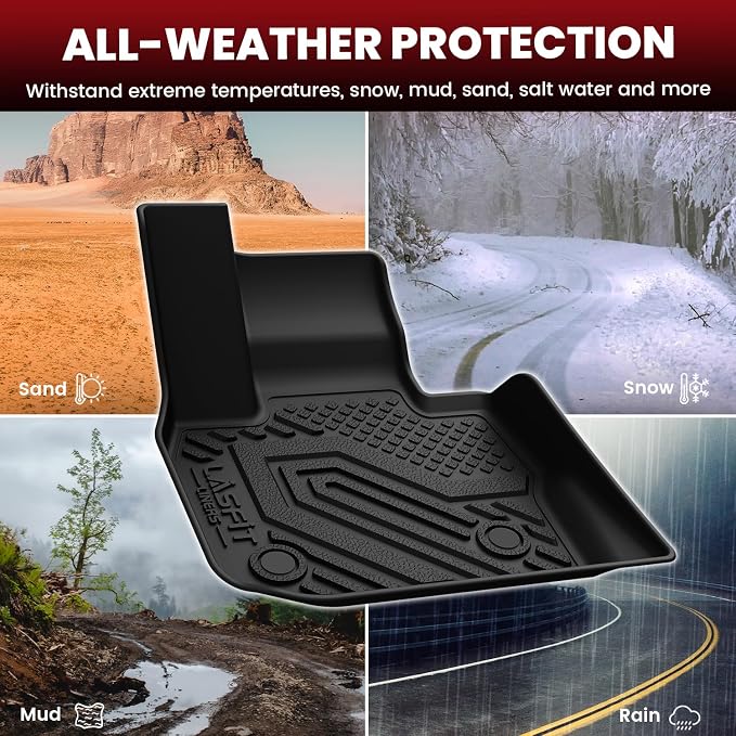 LASFIT Full Set Floor Mats for 2018-2024 BMW X3 30i M M40i M Competition Custom Fit TPE All Weather 1st & 2nd Row & Seat Back Mat & Cargo Mat Car Mats and Trunk Liners Accessories