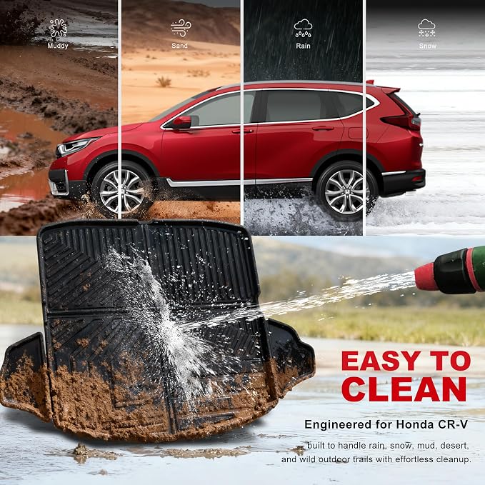 for 2017-2022 Honda CR-V Cargo Liner & Backrest Mat: Custom Fit All Weather TPE Anti Skid Waterproof Trunk Liner for CRV Accessories (Not for Hybrid or Touring)