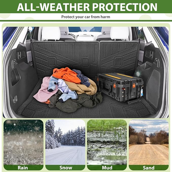 Cargo Liners for 2015-2025 Ford Edge 5 Seats Trunk Mat with Seat Back Cover Accessories, All Weather Rear Cargo Mat Backrest Protector(Only fit 5 Seats)
