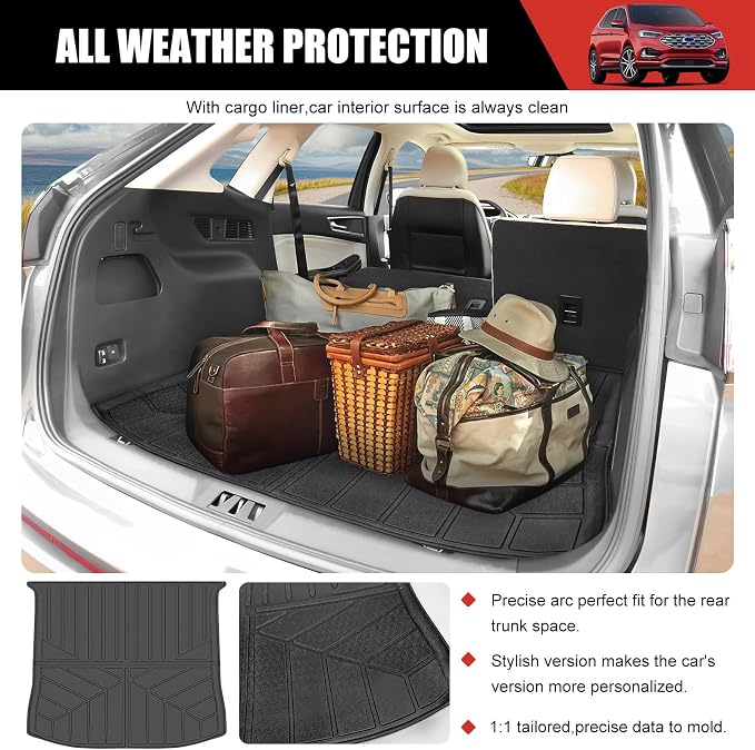 Cargo Liner Fit for 2015-2024 Ford Edge 5 Seats Accessories, Cargo Mat TPE Trunk Mat All Weather Trunk Liner Cargo Cover Replacement for 2024 Ford Edge(Cargo Mat)