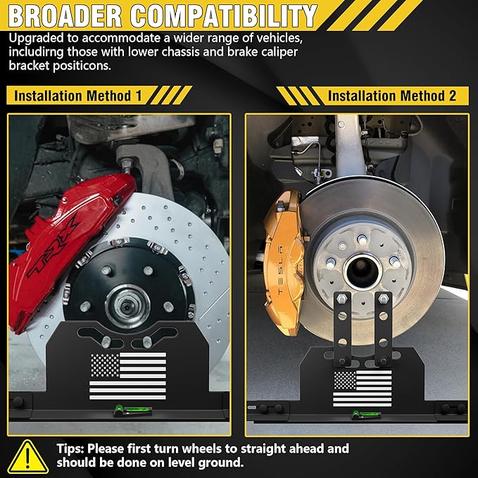2026 Upgraded Wheel Alignment Tool, 2 PCS Toe Alignment Tool Plates Without Removing Calipers, Wheel Alignment Kit with 2 Measuring Tapes, Compatible with Most Cars and SUVs