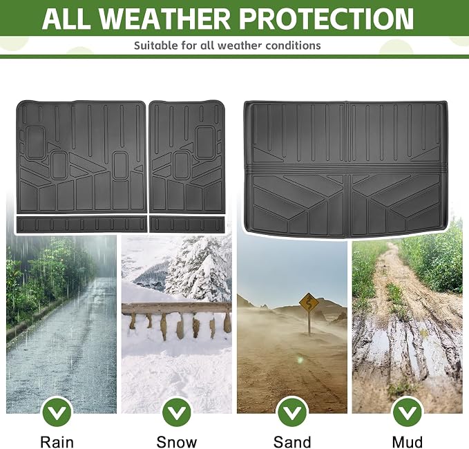 Cargo Liners for 2021-2026 Chevrolet Chevy Suburban/GMC Yukon XL Trunk Mat with 3rd Row Seat Back Cover Accessories, All Weather Rear Cargo Mat Backrest Protector(Only for XL,Not for Yukon)