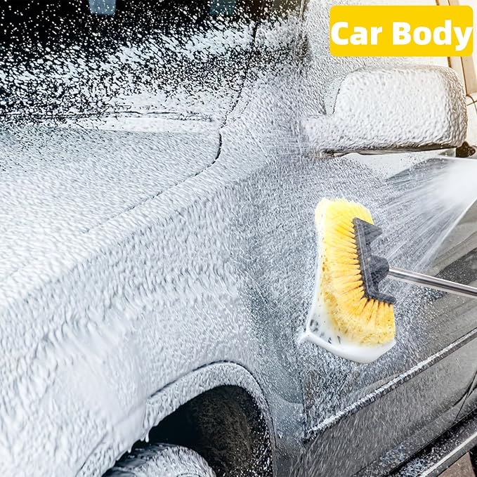 2 Pack Car Wash Brush Head, 10'' Car Wash Scrubber with Soft Bristle, Car Cleaning Brush Exterior Vehicle Wash Equipment Replacement for Auto RV Truck Boat Camper