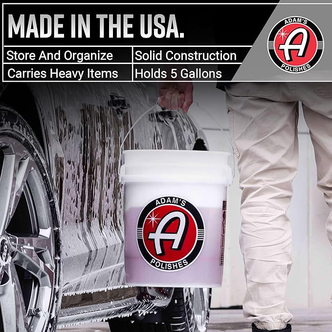 Adam's Polishes Car Wash Buckets 5 Gallon Bucket + Grit Guard 2 Pack Perfect Car Detailing Tool for Car Washing & Garage Storage | Stores Car Wash Soap, Foam Cannon, Foam Gun, Microfiber Towels