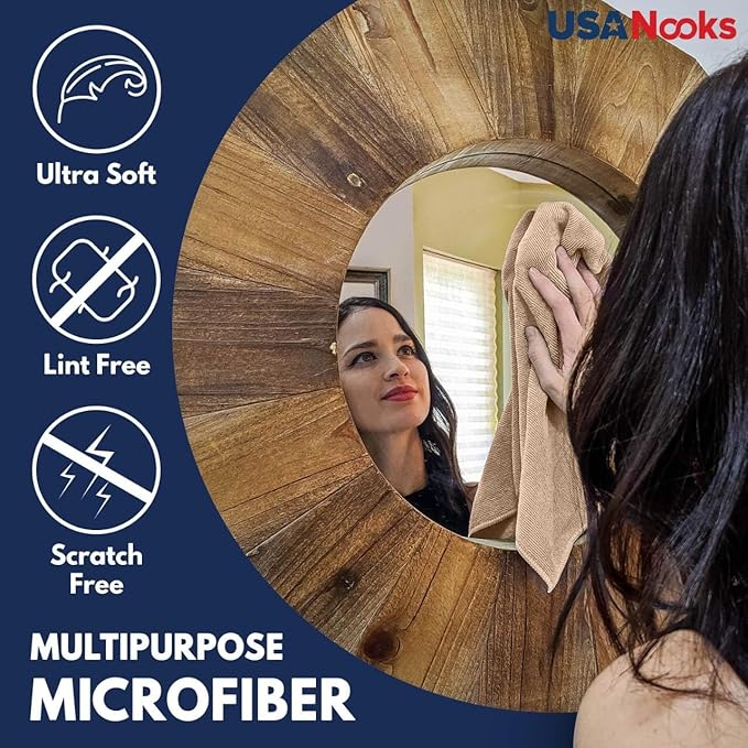 USANOOKS Microfiber Cleaning Cloth - Beige - 100Pcs (12.5x12.5 inch) High Performance - 1200 Washes, Ultra Absorbent Car Towel Traps Grime & Liquid for Streak-Free Mirror Shine - car Washing Cloth