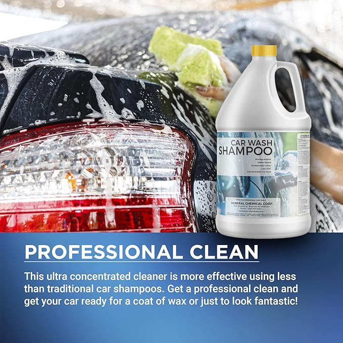AutoGeneral Car Wash Shampoo - Concentrated Automotive Shampoo for Efficient Deep Clean & Shine of Car Exterior - Pre-Wax Wash For Auto Detailing - Foaming Soap - pH Balanced & Low VOC - 1 Gallon