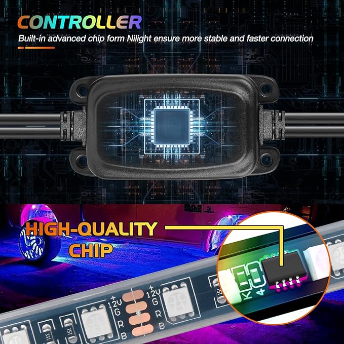 Nilight 4PCS 15.5inch LED Wheel Ring Lights RGB with APP and Remote Control Neon Lights Million Colors w/Turn Signal and Braking Function for Car Van SUV Truck