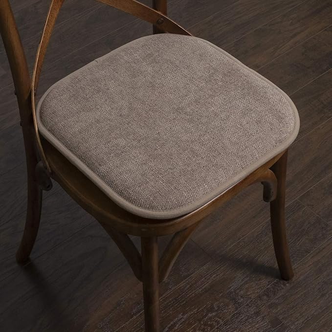 Sweet Home Collection Chair Cushion Memory Foam Pads Honeycomb Pattern Slip Non Skid Rubber Back Rounded Square 16" x 16" Seat Cover, 2 Pack, Alexis Chocolate