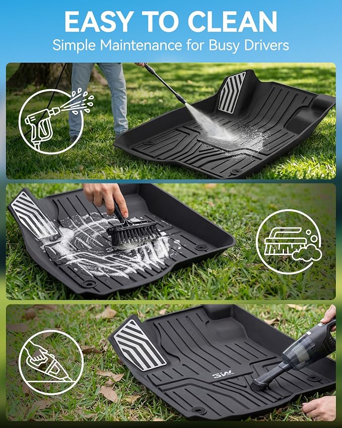 3W Floor Mats & Cargo Liner Fit for Honda CR-V 2023 2024 2025 2026 (Include Hybrid), All Weather TPE Custom Fit CRV Floor Liner 1st, 2nd Row and Trunk (Upper Positon) Full Set Car Mats Black