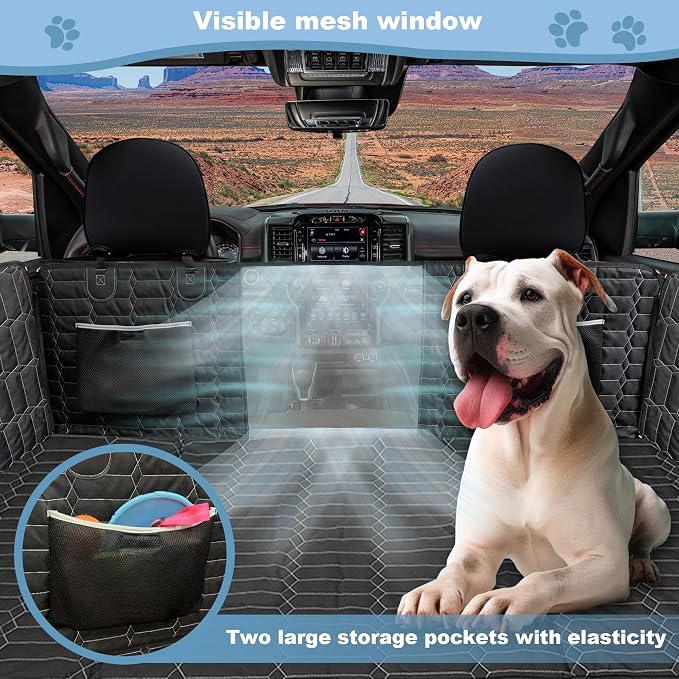 Reliadura Back Seat Extender for Dogs Truck, Large Hard Bottom Car Seat Cover for Dogs, Waterproof Dog Hammock for Full Size Truck for Ford F-Series/RAM 1500/Silverado/Sierra