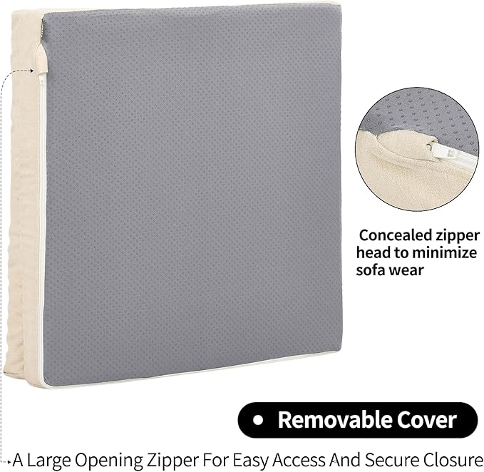 Recliner Cushions for Elderly, 20x20x4 Inch Thick Chair Cushion for Shorter Users Patent Design Soft Tufted Dual Layer Booster Seat Cushions for Seniors Recliner Risers Beige 1P