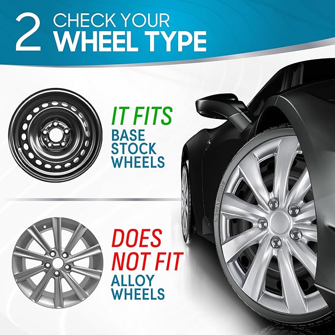 BDK Hubcaps Wheel Covers for (2011-2013) Toyota Camry 16 Inch Hubcaps Set of 4, Snap-on Direct OEM Replacement for Toyota Corolla Hubcaps 16 Inch Wheel Covers Impact-Resistant High Durability