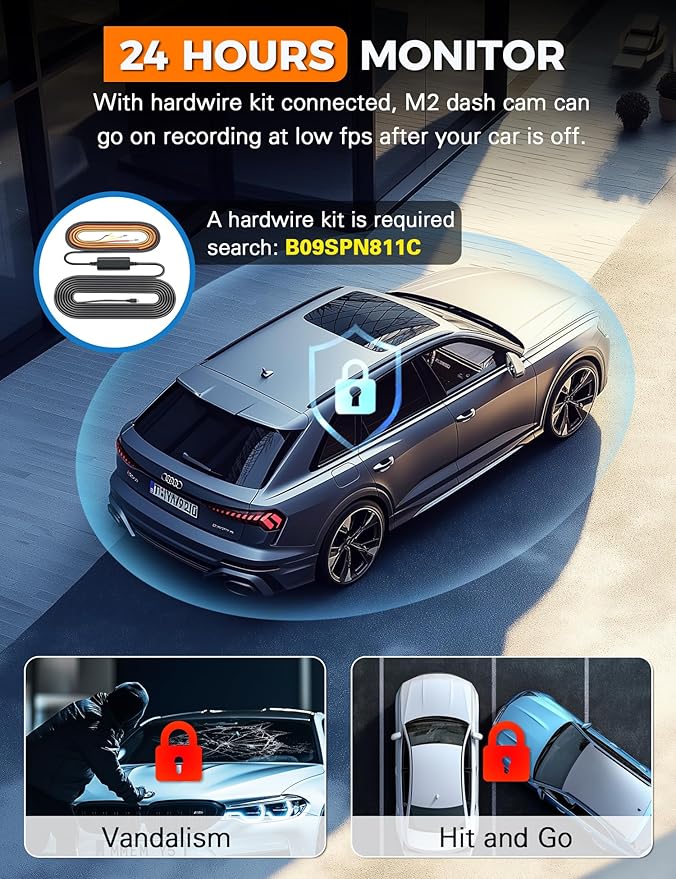 Galphi 3 Channel WiFi Dash Cam Front and Rear Inside, 2.5K+1080P+1080P Car Dash Camera for Cars Front and Rear, Dashcam with G-Sensor, Loop Recording, 24H Parking Mode, SD Card NOT Included