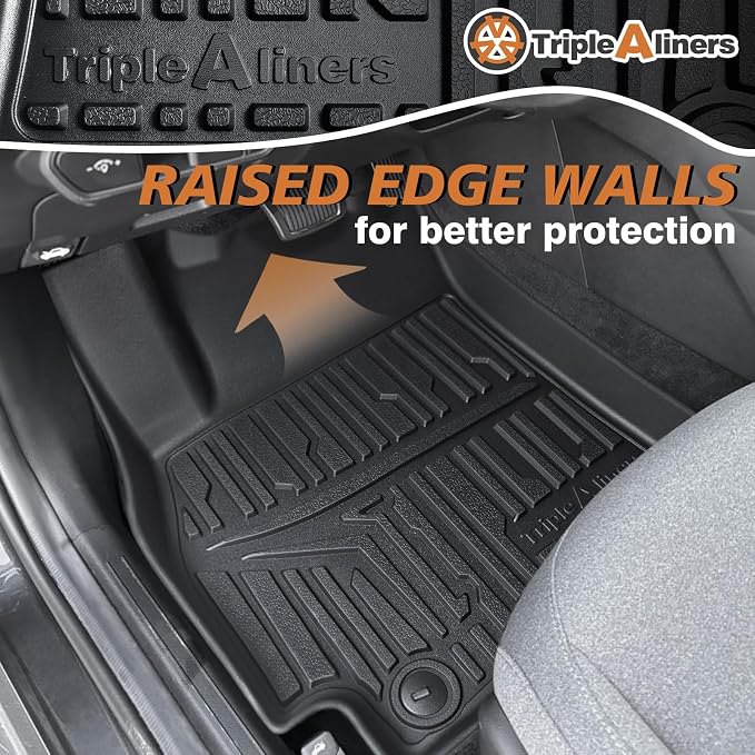 TripleAliners All Weather Floor Mats Compatible with 2024 2025 2026 KIA K4 Accessories 1st & 2nd Row Liners TPE Full Coverage Protection Waterproof Car Floor Liners