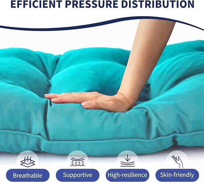 IPYNBAP Outdoor Bench Cushion, 59x18x5 Inch, Waterproof Bench Cushion for Outdoor/Indoor Furniture, Tufted Patio Bench Seat Cushion, Fade Resistant Outdoor Cushions for Porch Swing Couch, Teal Blue