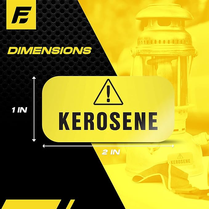 Kerosene Sticker for Forced Air Heaters, Lanterns, Stoves - Weather Proof, Ultra Durable, Commercial Grade Labels by Fuel Stickers - USA Made (2x1 inch), 40 Labels