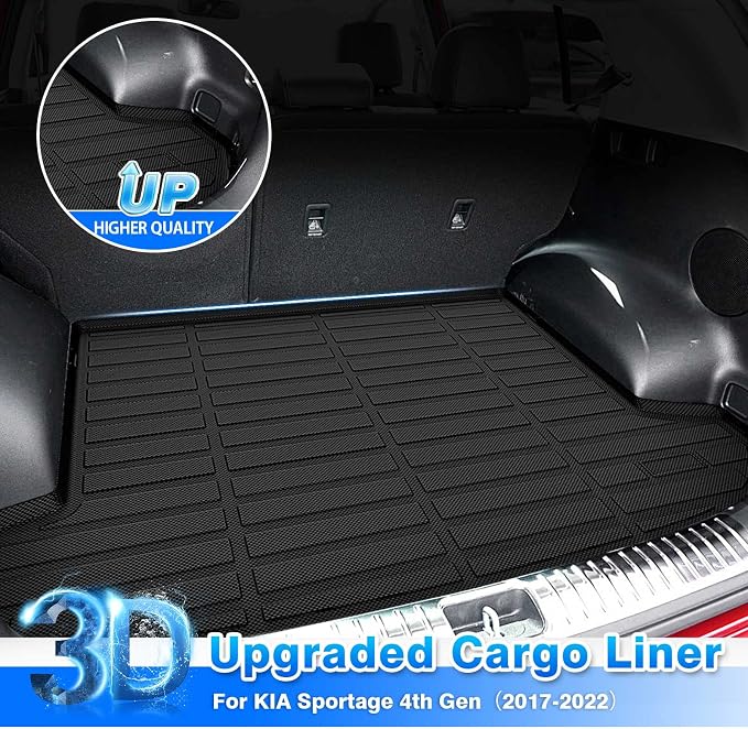 Cartist Custom Fit for Cargo Liner KIA Sportage 2017-2022 (Cargo Tray in Upper Deck Position) All Weather Trunk Mat Anti-Slip Rear Trunk Floor Mat Waterproof TPE