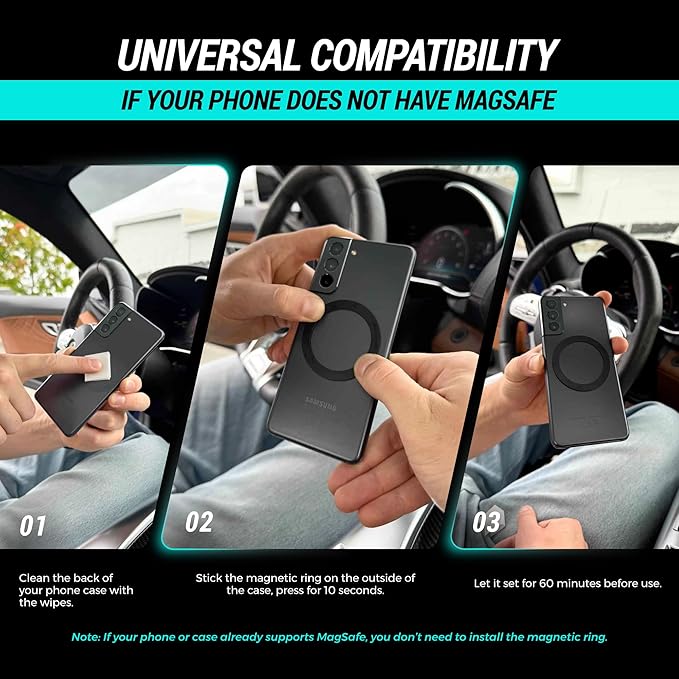 CARMOUNT Clutch-X™ White – Upgraded Vacuum Phone Mount Suction Cup Car Phone Holder for iPhone, Window Phone Mount, 360° Vacuum Magnetic Phone Holder for Car, Magnetic Phone Holder with Suction Cup