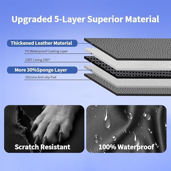 SUV Cargo Liner for Dogs,60/40 Split Seat Access,Waterproof Dog Trunk Cover | Feature: 60/40 Split Access | Material: Waterproof PU Leather | Protection: 15.75" Side Flaps & 19.69" Bumper Flap