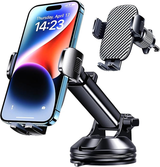 Qifutan Phone Holders for Your Car Cell Phone Mount for Car Mount Windshield Dashboard Air Vent Universal Hands Free Automobile Cell Phone Holder Fit for iPhone Smartphone Camera Mounts