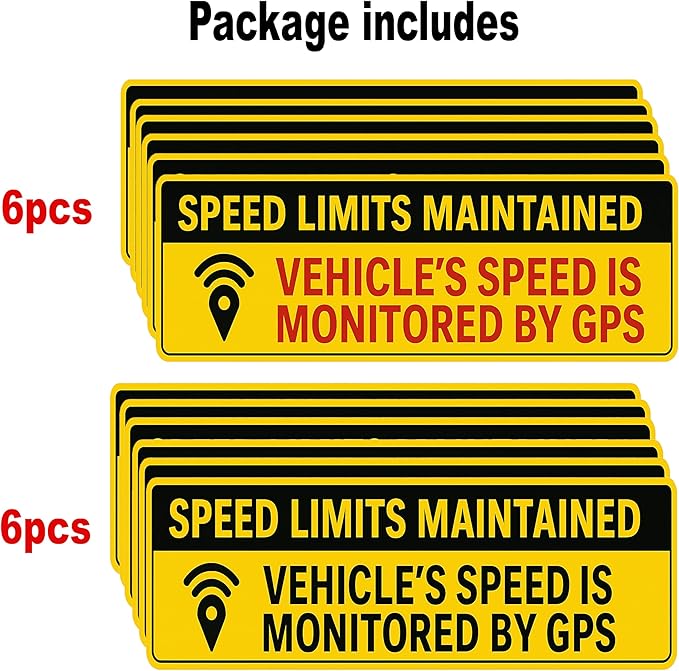 12Pcs (11x3.5IN) - Vehicle Speed is Monitored by GPS Bumper Sticker - Speed Limits Maintained Safety Sticker for Car, Truck, Van, Commercial Vehicle – Weatherproof & UV-Resistant