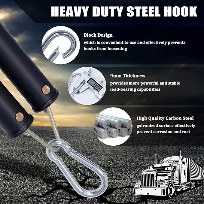 CheeMuii 20" Double Tender Spring Kit Heavy Duty ABS Air Line Hose Tracker Tender Kit with 3 Hose Holders for Semi Truck Trailer Tractor