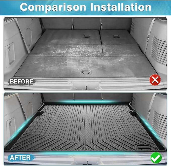 Mixsuper Custom Fit for Cargo Liner 2003-2017 Ford Expedition/Lincoln Navigator (No EL or L Models) Behind The 2nd Row Seats All Weather Rear Cargo Trunk Floor Mat