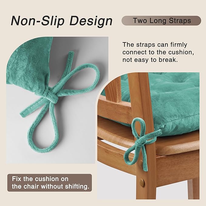 OVOV 1 Pack Chair Cushions for Dining Chairs Soft Seat Cushions for Kitchen Desk Chairs Square Chair Pads with Ties (15.5"x15.5" Lake Blue)