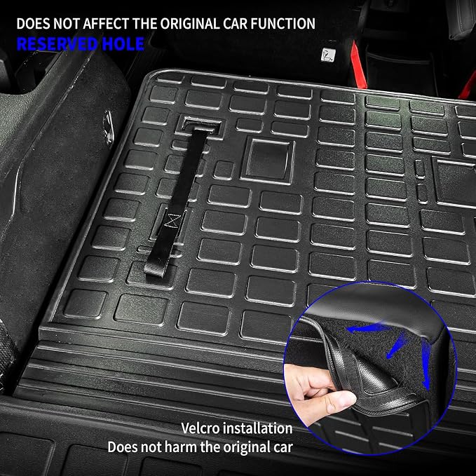 Rongtaod Cargo Mat Compatible with 2020-2025 Kia Telluride (Not for 2027) Cargo Liner Trunk Mat TPE All Weather Back Seat Cover Protector 2024 Telluride Accessories (Trunk Mat with Backrest Mat)