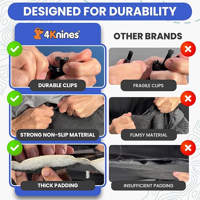 4Knines Split Cargo Liner for SUV – For Dogs & Pets, Heavy-Duty, Waterproof Trunk Mat & Cargo Cover – Fits 60/40 Split Bench & Armrest Pass-Through – Machine Washable, Non-Slip, Durable (Large, Black)