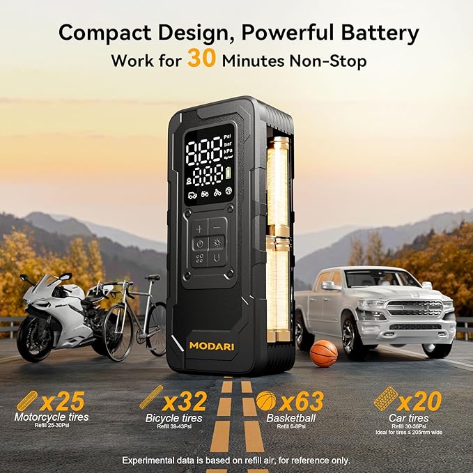 Tire Inflator Portable Air Compressor - 4X Faster 160 PSI Portable Air Pump for Cars - Cordless Tire Inflators with Gauge - Portable Tire Inflator for Car, Pickup, Bike and More (Black)