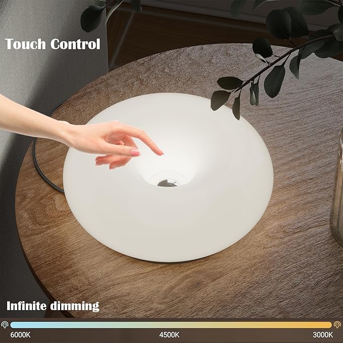 Creative Design White Donut Lamp, Plug-in Wall Sconse Or Table Lamp Dual Use Atmosphere Lamp, Modern Infinitely Dimmable White Wall Lamp Desk Light for Corridor, Bedsided Or Warm Decoration
