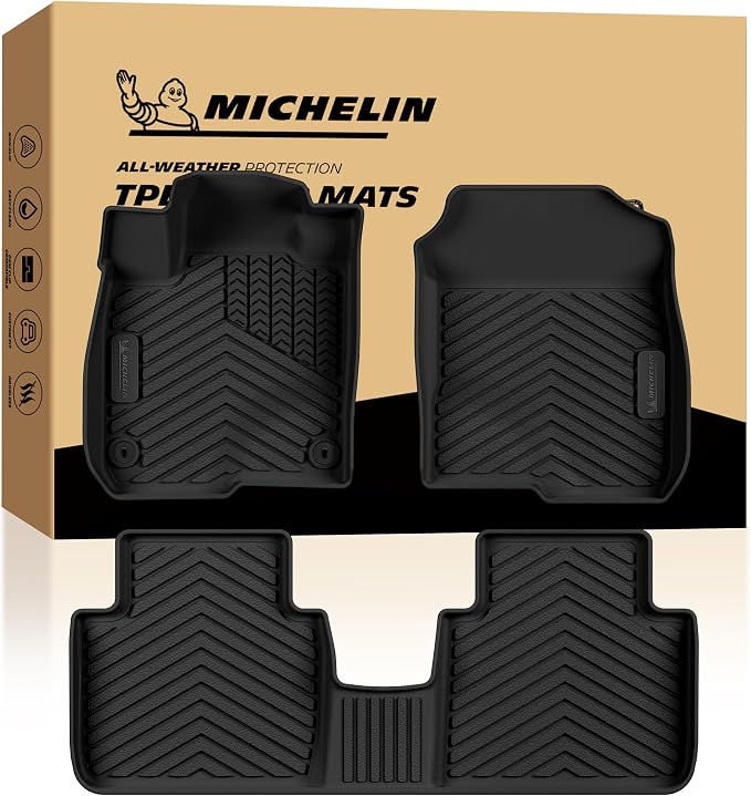 Michelin Vehicle Mats, Premier Series All-Weather TPE Custom Fit Liner for Honda HR-V LX/EX-L/Sport 2023-2026 & Acura ADX 2025-2026 Gasoline & Hybrid Floor Mats(3 Piece)