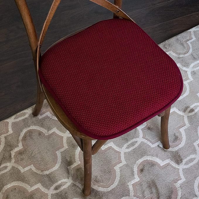Sweet Home Collection Cushion Memory Foam Chair Pads Honeycomb Nonslip Back Seat Cover 16" x 16" 6 Pack Wine Burgundy