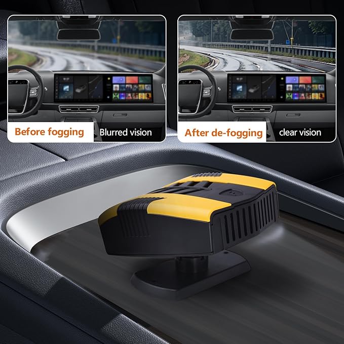 2026 New Upgraded Portable Car Heater, 12V Portable Fast Heating & Cooling Fan, 2-in-1 Auto Windshield Defroster, That Plugs into Cigarette Lighter, 360° Rotary Portable Car Heaters
