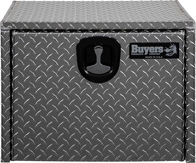 Buyers Products 1705100 Diamond Tread Aluminum Underbody Truck Tool Box, 18 x 18 x 24, Made in USA, .100 in. Thick, Corrosion Resistant, Locking Compression Latch, Secure Storage for Work Trucks