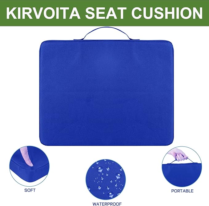 Portable Bleacher Seat Cushions 4 Pack, Waterproof Oxford Fabric Filled with High Density PU Foam (Blue)