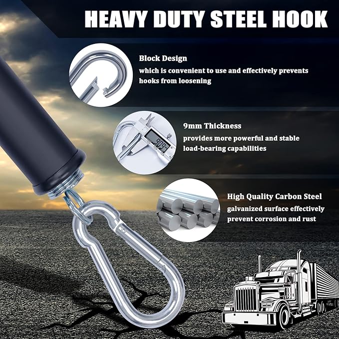 CheeMuii 20" Single Tender Spring Kit Heavy Duty ABS Air Line Hose Tracker Tender Kit with 3 Hose Holders for Semi Truck Trailer Tractor
