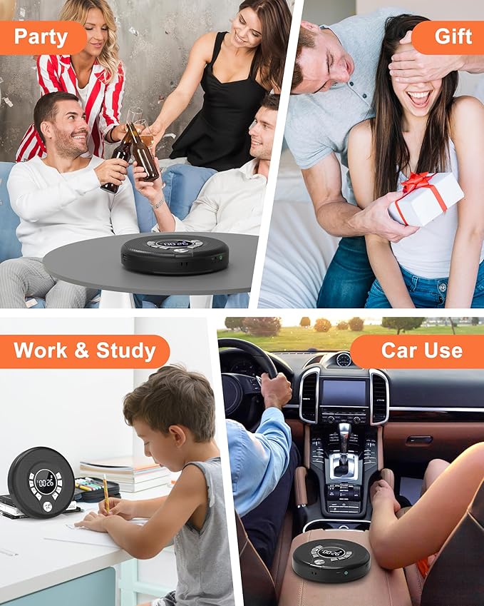 Greadio Portable Bluetooth CD Player with 2000mAh Rechargeable, Personal CD Player for Car with FM Transmitter/AUX, CD Discman Player with Headphone, 120s Anti-Skip, USB Port, Backlight (Black)