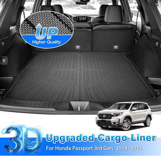 Passport Trunk Mat - Cargo Mat for Honda Passport 2019-2025 All-Weather Cargo Liner for Passport Accessories, Heavy Duty Waterproof Black