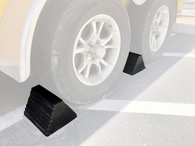 80681 10 Pack Solid Rubber Heavy Duty Wheel Chock with Eyebolt,1 Pair