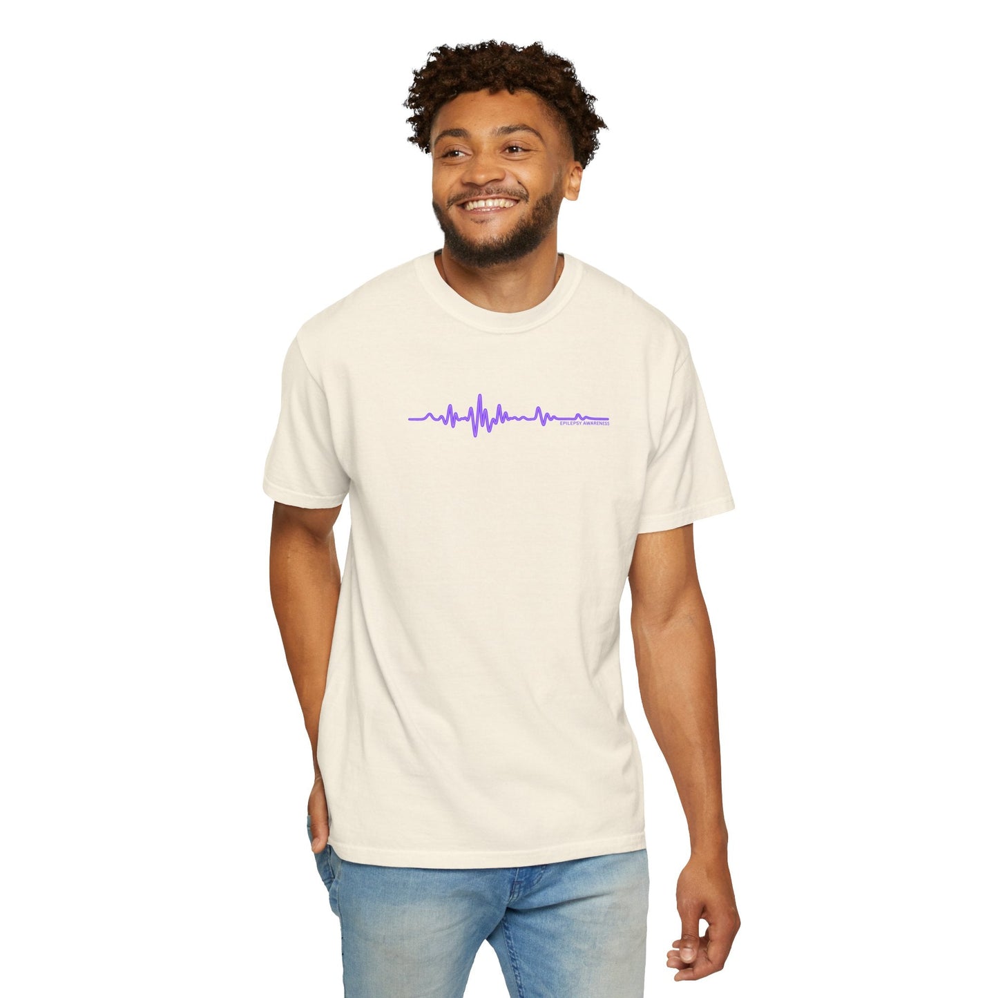 Minimalist Epilepsy Awareness EEG Wave Unisex T-Shirt – Purple Line Design