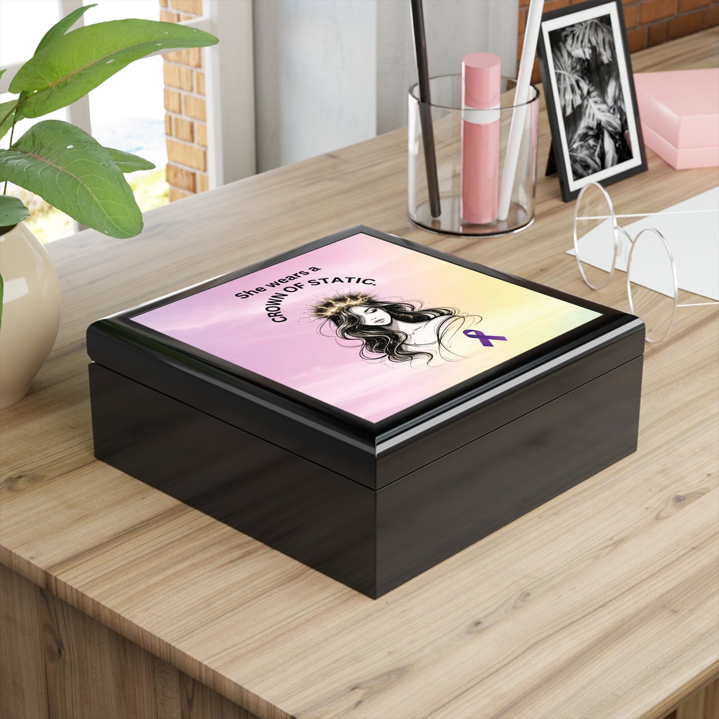 She Wears a Crown of Static – Epilepsy Awareness Jewelry Box