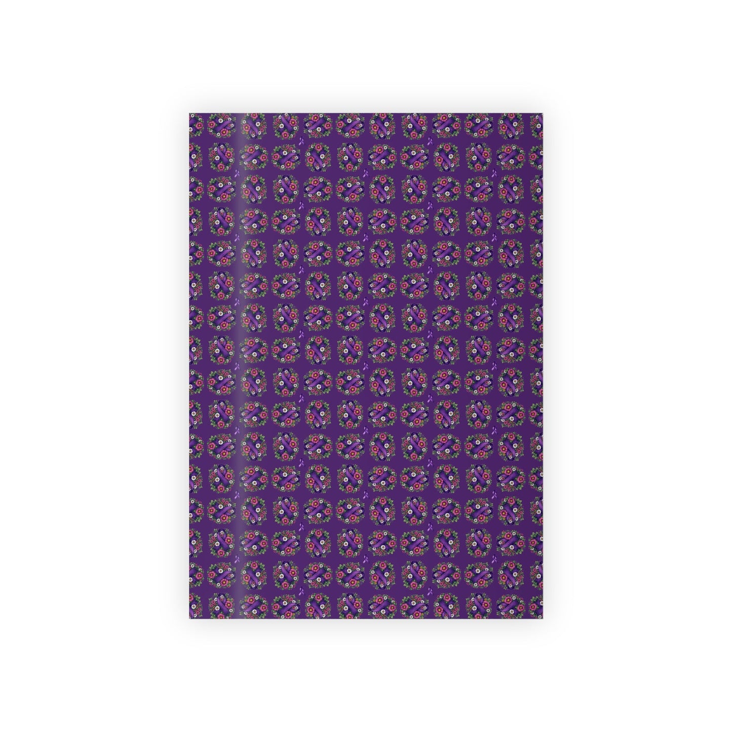 Purple Ribbon & Flowers Gift Wrap Paper Roll for Epilepsy Awareness