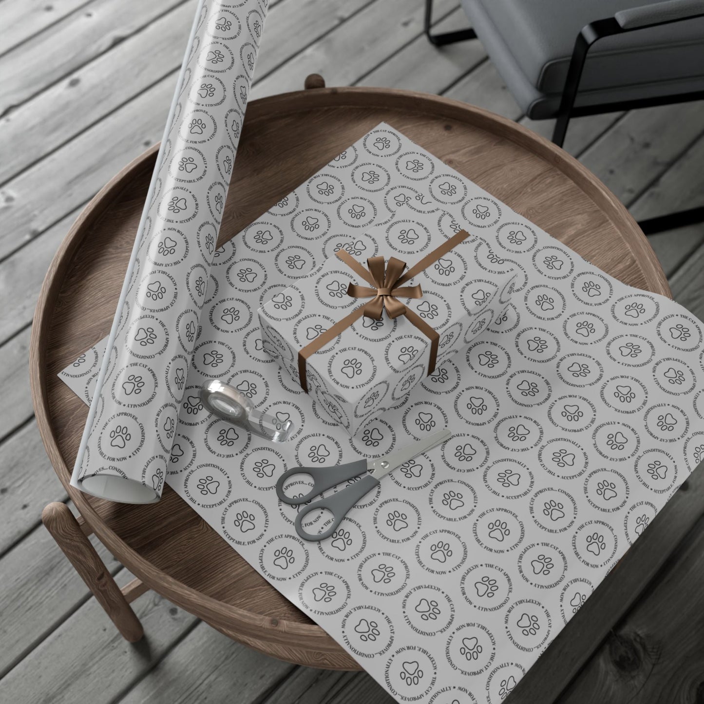 The Cat Approves Gift Wrap Paper (Cat-Themed Humor)