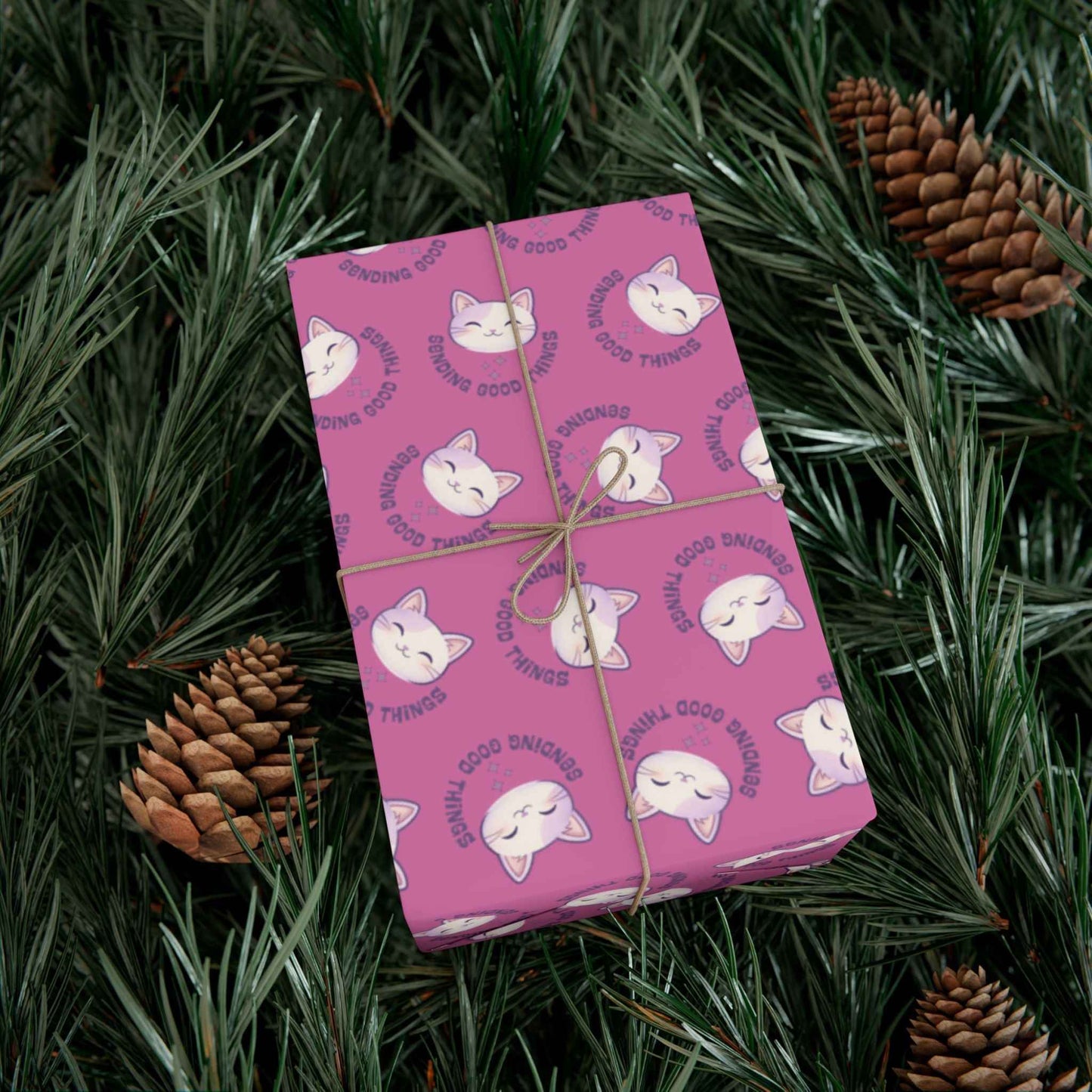 Sending Good Things Cat Gift Wrap – Pink All-Occasion Wrapping Paper