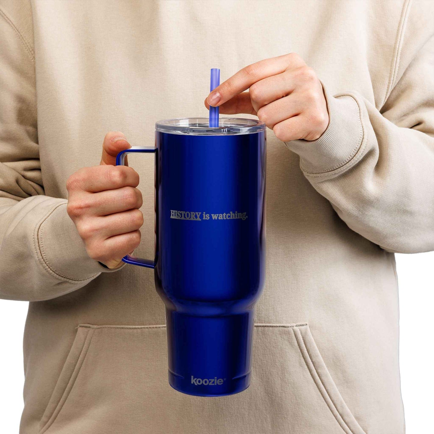 History Is Watching 40oz Insulated Tumbler – Engraved Travel Mug with Handle
