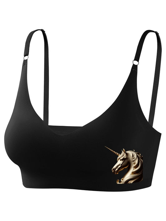 Golden Unicorn Seamless Bra for Women (Front Printing)