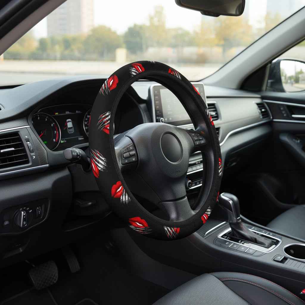 Kiss & Claw Steering Wheel Cover – Sassy Red Lip Grip Cover